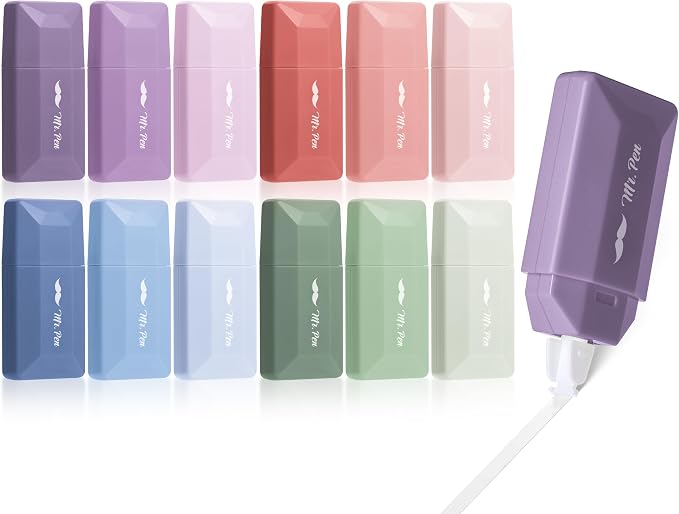 Mr. Pen- Correction Tape Bulk, 0.2" x 236", 12 pcs, Pastel Colors | Cute Correction Tapes for Quick Corrections, Office and School Supplies
