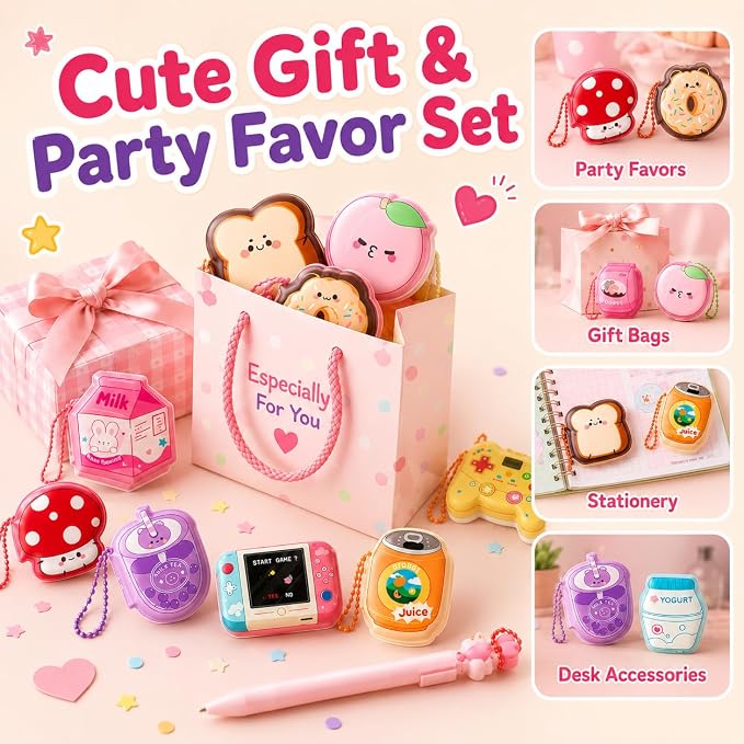 20 Pack Cute Sticky Notes with Chain, Squishy Mini Memo Pads, 20 Styles | 20 Cute Squishy Memo Pads in 5 Fun Series, Pocket-Size Sticky Notes for Planners, Journaling, Rewards, Party Favors and Gifts