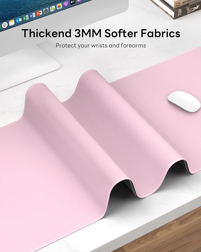 Pink Mouse Pad, 31.5 x 11.8 Large Desk Mat with Stitched Edges & Non-Slip Base, Mousepad for Office, Home, Work