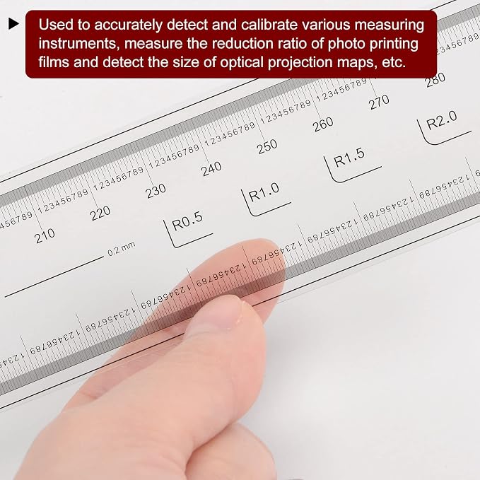 HARFINGTON Film Flexible Ruler 50cm 0.1mm Scale with R Angle & Width Lines PET Plastic Folding Straight Ruler Calibration Soft Ruler Measuring Tool for Factory, Transparent