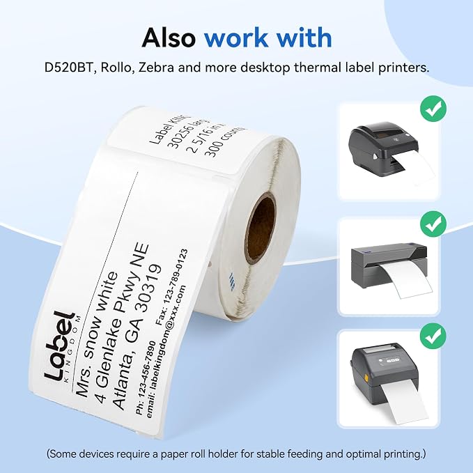 Compatible with Dymo Labelwriter 30256 Large Shipping Labels 2-5/16'' x 4'' | Thermal white paper label, for LW 450 Twin Turbo Duo printer, 59 mm x 102 mm, 300/Roll, 1 Roll, Black on white