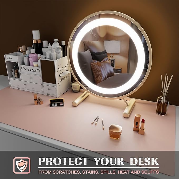 K KNODEL Large Office Desk Mat, Leather Mouse Pad (31.5"x15.7", Pink) | Desk Pad, Keyboard Pad, Computer and Laptop Mat, Desktop Protector and Cover, Writing Pad and Blotter for Home Office