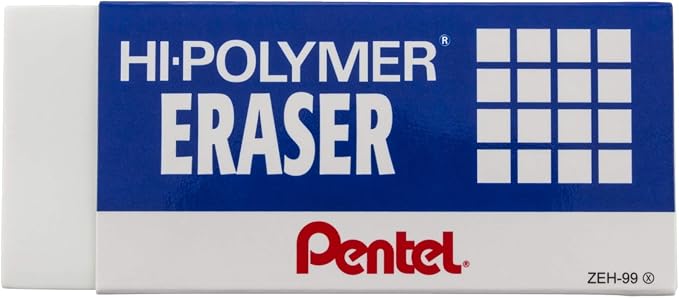 Pentel Hi-Polymer Block Eraser, Super XL White, 8-Pack (ZEH-99)