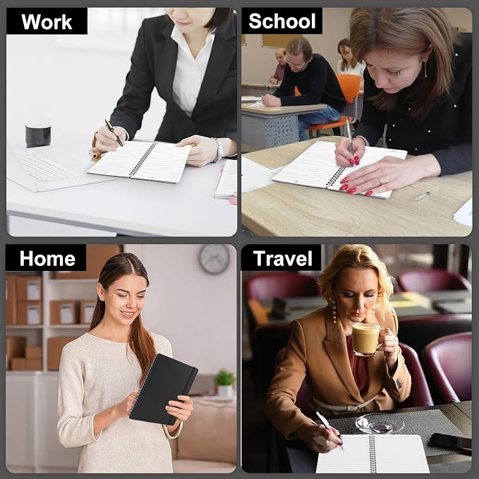 Utron Spiral Notebook For Women & Men, 2PCS Spiral Journal Notebooks, 5.9 x 8.3” College Ruled Notebook For Work Notes, Journal Writing, And Daily Life Entries (Black)