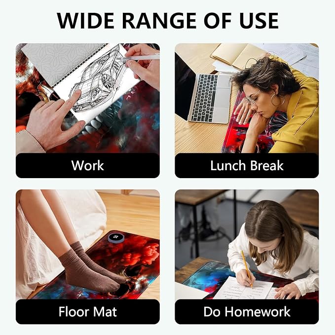 Heated Mouse Pad with 3 Levels Heated & 3 Hours Auto Shut-Off Mouse Pad for Warming Hands in Office Home, 31.5" x 13"Large Safe Desk Mat Hand Warmer,Skeleton in The Smoke