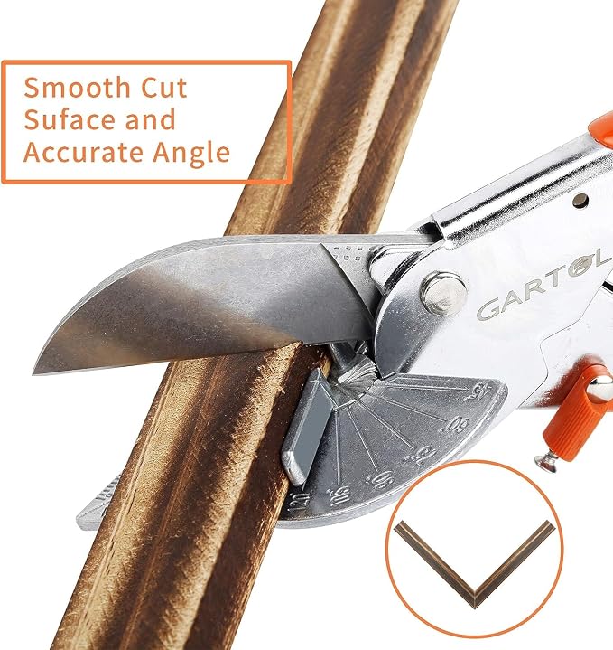 GARTOL Miter Shears, 45°-135° Adjustable Angle Cutter for Shoe Moulding, Quarter Round and PVC, SK5 Steel Trim Scissors (Tool Only)