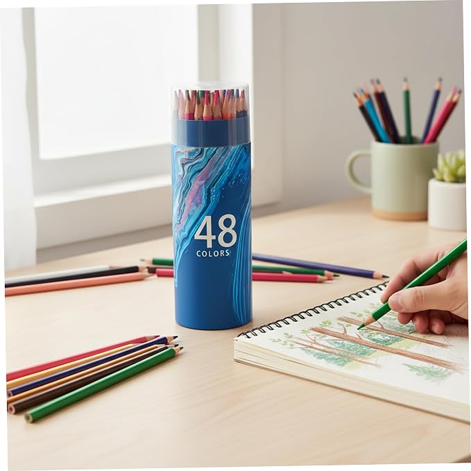 48Pcs Colored Pencil Set, Professional Drawing & Coloring Pencils with Velvety-Soft Core for Artists, Adults, Kids - 48 Vibrant Colors Colour Pencils Colored Pencil