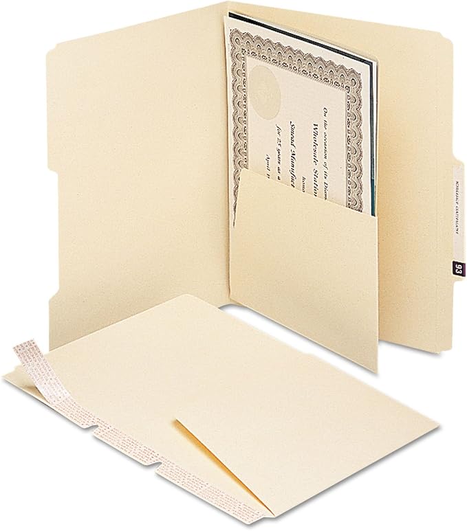 Smead Manila Self-Adhesive Folder Divider with Pockets, Letter Size, Manila, 25 per Pack (68030)