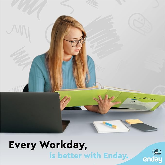 Enday 3 Ring Binder 3 inch with Clear View Cover and 2 Inside Pocket - for Letter Size 8.5 x 11'' Paper, Ideal for School Supplies, Office, and Home (12, 3-Inch)