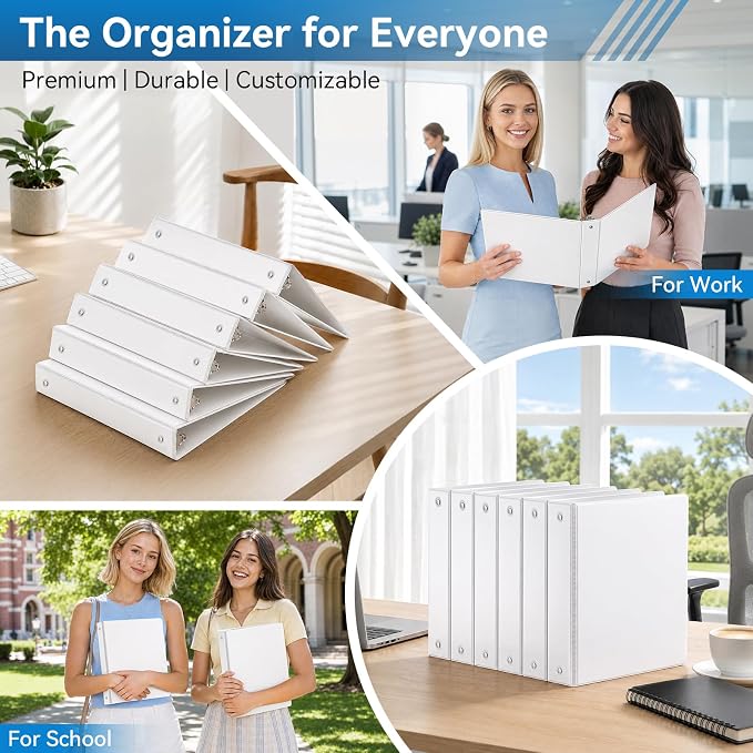 SUIN 1.5-Inch 3-Ring Binders with 2 Interior Pockets, Premium Clear View Presentation Binder Holds 325 Sheets Letter Size, Office School Home,6 Pack