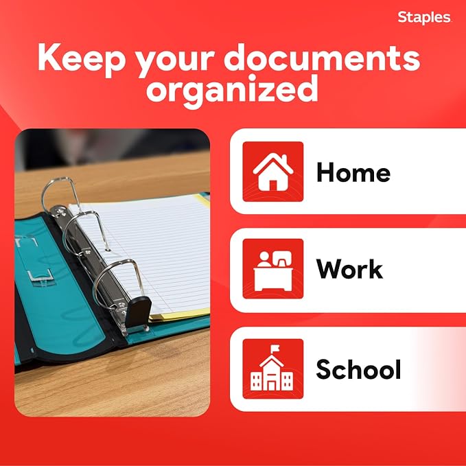 Staples Better Binder 2-Inch D-Ring View Binder, Reinforced Spine, Holds Up to 540 Sheets, Teal, for Office & School