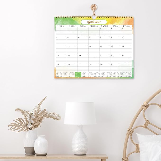 2027 Wall Calendar - 2027 Calendar, 12 Months Medium Wall Calendar 2027, Jan.2027 - Dec.2027, Monthly Calendar with Julian Date, 15 x 11.5 in, Twin-Wire Binding, Great for Hanging on The Wall, Color Design