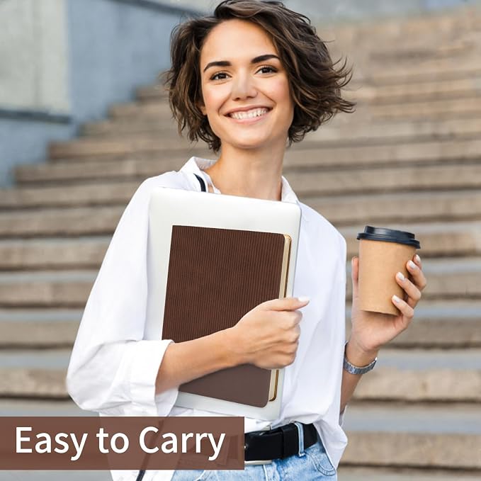 Lined Journal Notebook for Work College Ruled Notebook 5.79" x 8.27" A5 PU Leather Daily Journaling Notebook 216 Pages for Women Men Daily Writing Business School Travel Gift (Coffee)
