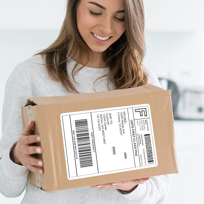 MFLABEL Full Sheet Sticker Label, Address Sticker, White Matte Label Paper, 8-1/2" x 11" Shipping Labels for Laser & Inkjet Printer (2500 Labels, 2500 Sheets)