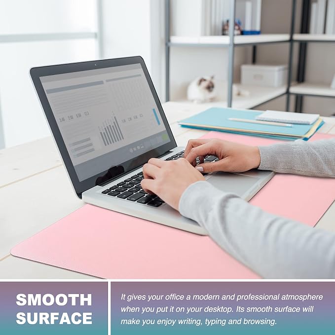 K KNODEL Large Desk Protector Mat, Leather Desk Pad (31.5"x15.7", Pink) | Non-Slip Desk Mat, Desk Pads and Blotters, Desktop Mat, Desk Protector and Cover, Office Computer, Laptop and Keyboard Mat