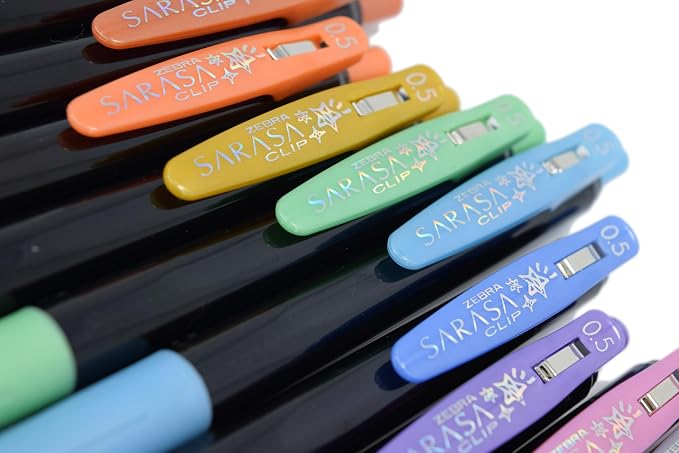 Zebra Pen SARASA Clip Retractable Gel Pen, Assorted Metallic Ink, 9-Pack