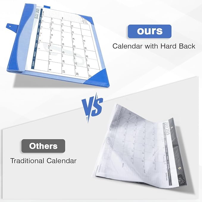 Ospelelf Leather Desk Calendar 2025-2026 Large 12"x17" Monthly Planner Pad with Protective Cover 18 Months July 2025 to Dec 2026 Blue