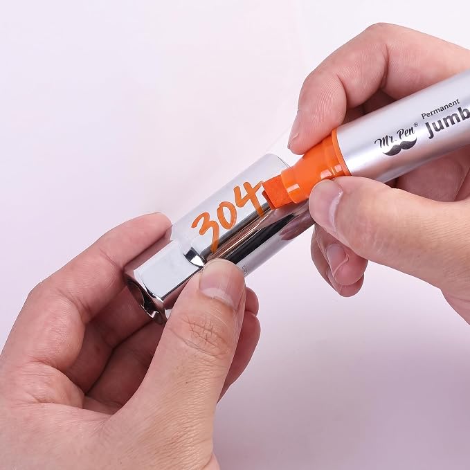 Mr. Pen- Jumbo Permanent Markers, 4 Pack, Orange, Chisel Tip, Wide Tip | Large, Thick Permanent Markers for Canvas, Posters Board, Fabric, Window, Glass, Wood, Waterproof, Quick Dry
