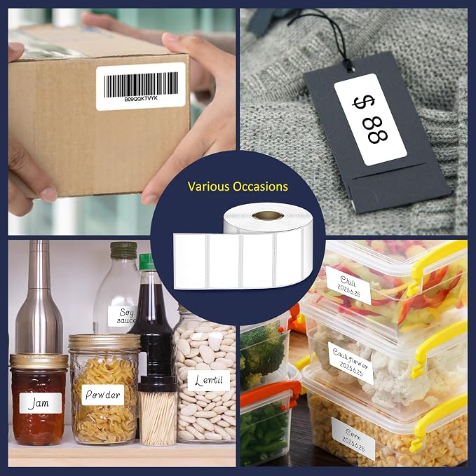 L LIKED 2" x 1" Direct Thermal Labels, Permanent Adhesive Barcode Adress Labels & Compatible with Rollo, Zebra and Other Desktop Printers (1 Roll, 1300 Labels)