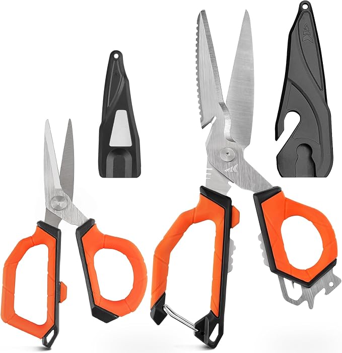 KastKing Paradox 9" & 6" Fishing Scissors | 9" Bait Shears With Sheath & Carabiner, 6" Braided Line Scissors With Stainless Steel Blades, Angler's Kit