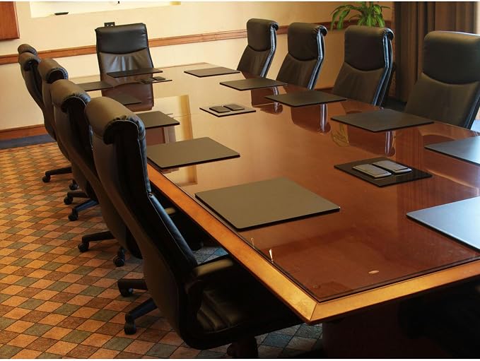 Dacasso Classic Black Leather 17" x 14" Luxury Conference Table Pad - Leather Desk Blotter for Writing - Boardroom Organization & Executive Desk Decor