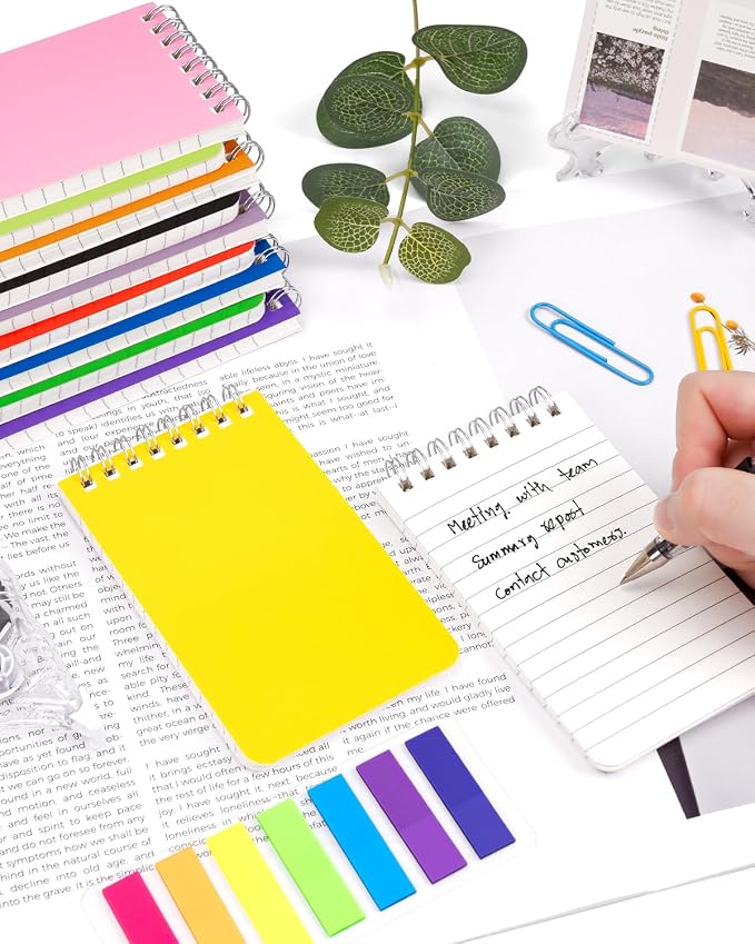 Dynta Mini Spiral Notebooks Bulk 3x5 Inch Memo Pads, 50 Packs Small Notepad Top Bound, 10 Vibrant Colored, 60 Sheets/120 Pages Pocket Notepads for Listing, Planning, Note-taking