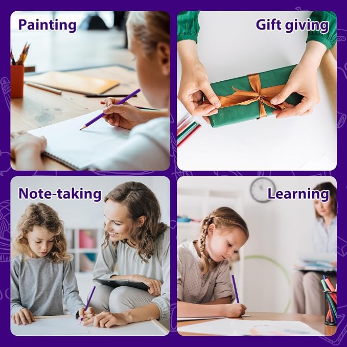 24 Pack Purple Colored Pencils for Kids, Pre-sharpened Art Pencils Back to School Supplies Set, Drawing Sketching Pencils for Students, Teachers, Classroom