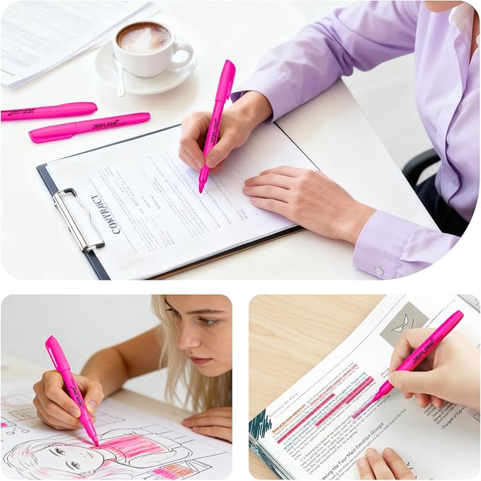 12 Pcs Highlighters, Chisel Tip, Quick Dry, Pink | Bulk Highlighters for Studying, Note-Taking, School, College, Office, Teacher & Student Supplies