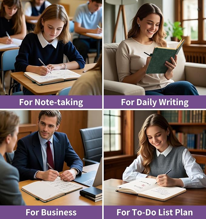 Lined Journal Notebook for Women Men, A5 Hardcover Leather Journals for Writing, 200 Pages Thick Paper, Daily Journal Notebook for Work, School, Note Taking, Business, Travel, College Ruled