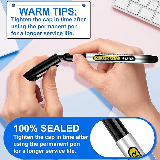 SFAIH 144 Pack Permanent Markers Bulk - 12 Vibrant Colors, 1s Quick Drying, Fine Point Markers for Write Mark, School, Office, Warehouse, Business, Logistics, Durable, Waterproof, Paper, Cardboard