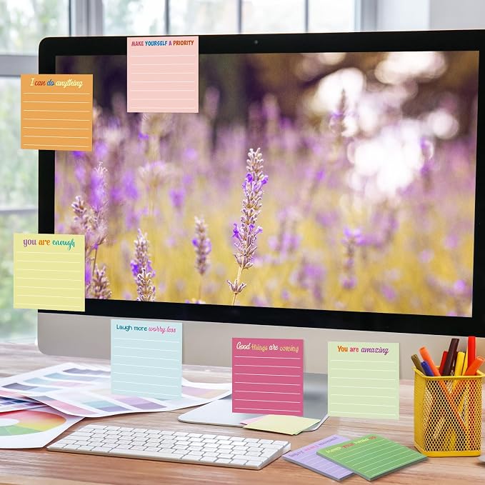Yinder 24 Pcs Sticky Notes Gifts Bulk,Inspire,Macaron
