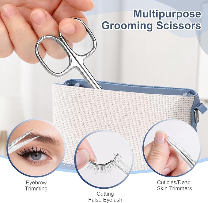 Cuticle Scissors, Curved Fine Tip, Men Women, Silver | Fine curved scissors for eyebrow, eyelash, cuticle and nail grooming. Small precision for manicure pedicure. Men women.
