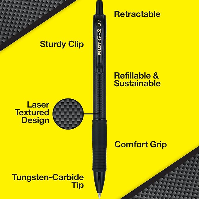Pilot G2 Edge Black, Blue and Red, Premium Gel Roller Pens, Sensory Writing Experience, 8ct box, Fine Point 0.7 mm