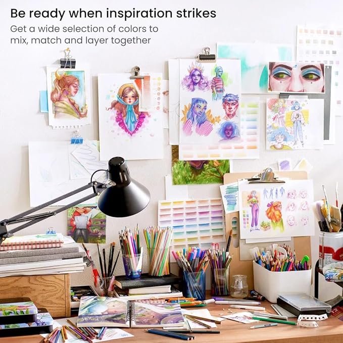 Arteza Colored Pencils, 48 Colors, Soft, Highly-Pigmented, Wax-Based Core Pencil Crayons, Art Supplies For Adults & Teens