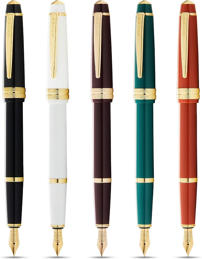 Cross Bailey Light Polished Black Resin and Gold Tone Fine Nib Fountain Pen - Professional Pen for Effortless Writing - Journaling, Note-Taking & More - Black Ink - Easy Handling