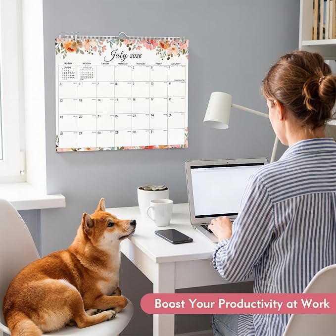 Comix 2026-2027 Wall Calendar, 18 Months Jul 2026 - Dec 2027 Monthly Planner, 120 GSM Thick Paper Lined Blocks, Hanging Calendar for Home Office Classroom, 14 x 11 Inch