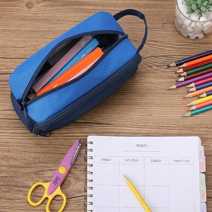 Mr. Pen- High Capacity Pencil Case, Large Pencil Pouch with 3 Compartments and 2 Pockets, Large Pencil Bag with Smooth Zipper, Cute Pencil Case Pouch Organizer, School Supplies for Teens