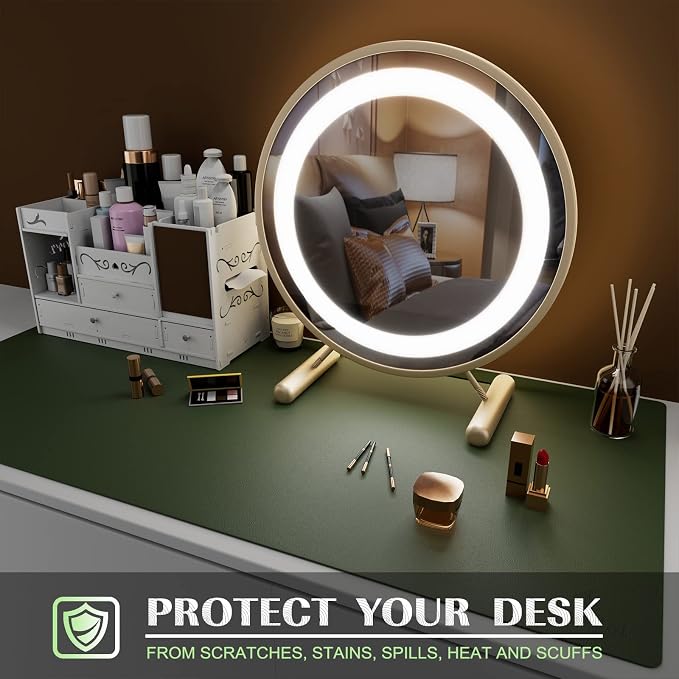 K KNODEL Large Office Desk Mat, Leather Mouse Pad (31.5"x15.7", Dark Green) | Desk Pad, Keyboard Pad, Computer and Laptop Mat, Desktop Protector and Cover, Writing Pad and Blotter for Home Office