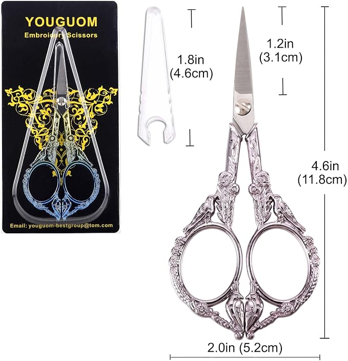 YOUGUOM Sewing Embroidery Scissors – Small Precision Scissor for Craft, Artwork, Needlework Yarn, Handicraft DIY Tool, Thread Detail Snips, 4.6in Purple Cute Bird Shears