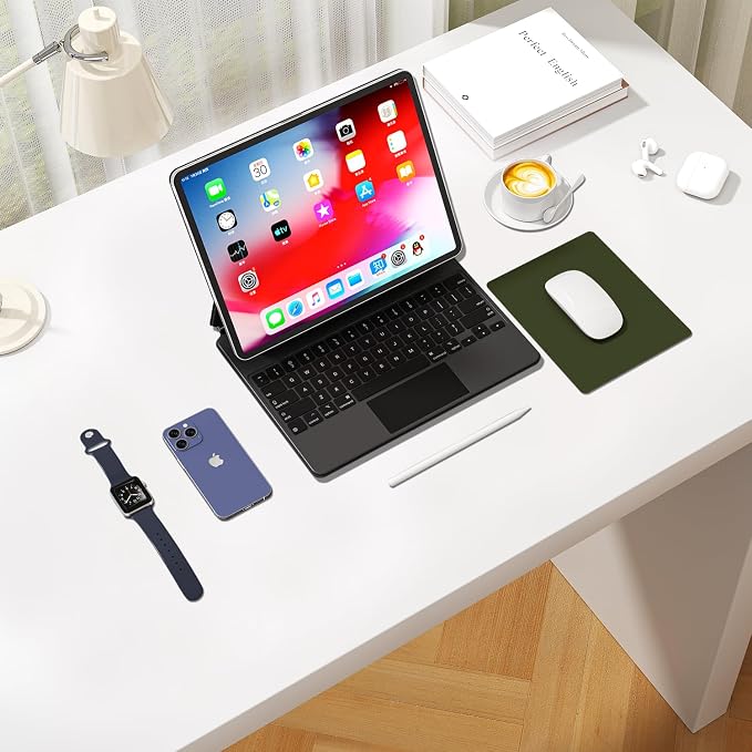 Leather Desk Pad Protector, Waterproof Mouse Pad, PU Desk Mat, Office Desk Cover, Desk Writing Mat for Office/Home/Work/Cubicle (Olive Green) 9x8 in