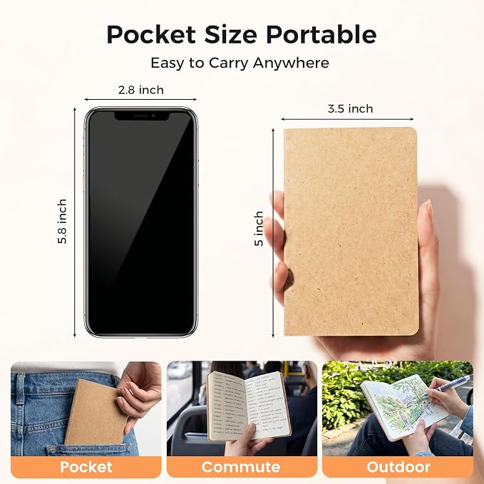 Koogel 24PCS Mini Notebooks Bulk, 3.5 x 5 Inch Small Blank Pocket Notebooks Memo Pad Tiny Journal Sketch Note Book Bulk for School Students Office Home Travel Supplies, 30 Sheets/60 Pages