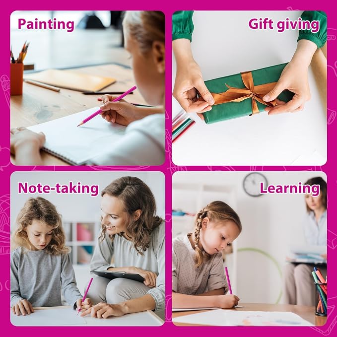 36 Pack Pink Colored Pencils for Kids, Pre-sharpened Art Pencils Back to School Supplies Set, Drawing Sketching Pencils for Students, Teachers, Classroom