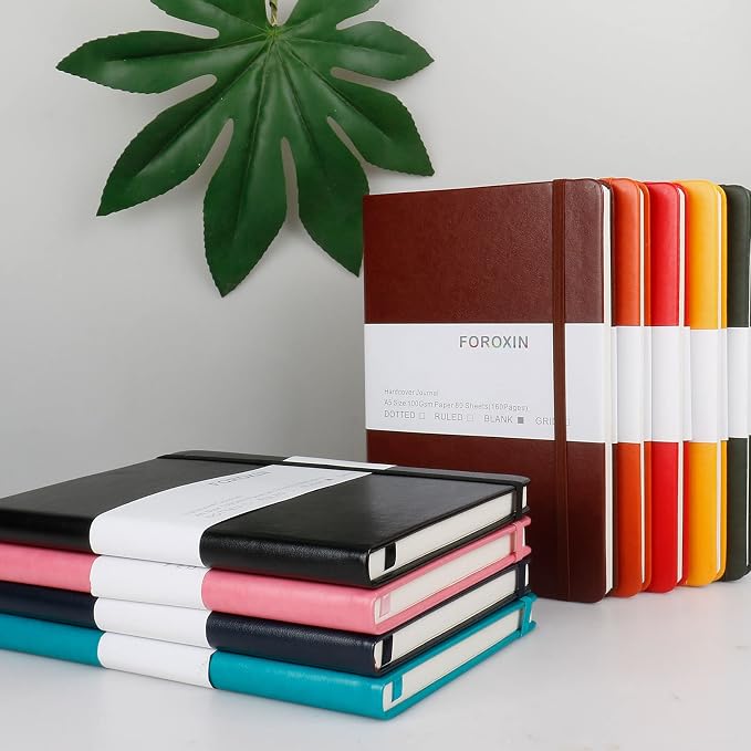Blank Journal Notebook, (Brown), 160 Pages, Medium 8.3x5.7 inches - 100 gsm Thick Paper, Hardcover
