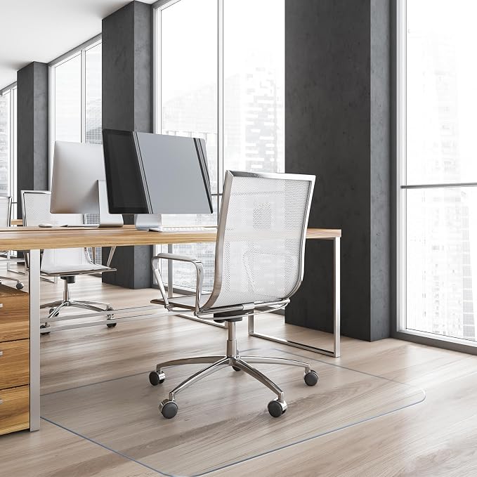 Yecaye Office Chair Mat for Hardwood Floor, 30" x 48" Clear Computer Desk Chair Mat, PVC Heavy Duty Floor Protector for Rolling Chairs, 1.7mm Thick Chair Mat (Transparent, 30" x 48" x0.07'')