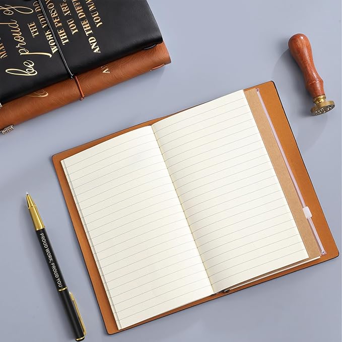 Employee Appreciation Gifts, A6 Leather Journal Notebook and Inspirational Ballpoint Pen Sets, Thank You Gifts Bulk for Coworker Teacher Nurse, Black