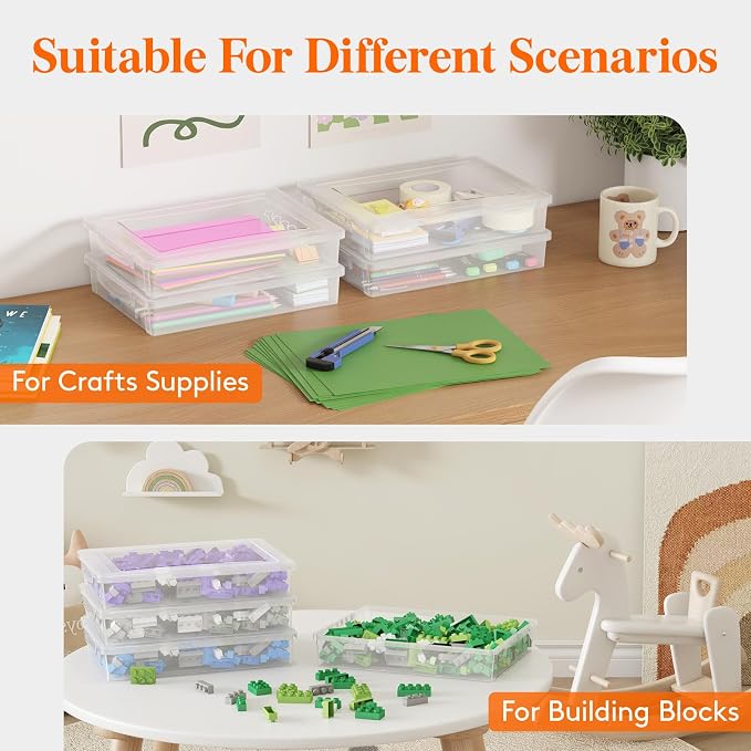 Lifewit 2 Pack Paper Organizer Storage, 32 x 23 cm/12x9 Multi-Purpose Plastic File Box with Latching Lids, Containers for A4, 8.5" x 11" Letter, Scrapbook, Document, Magazine, Art Supplies, Clear
