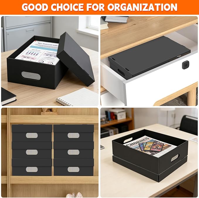 10 Pack A4 Paper Storage Box for 8.5" x 11" Letter, 11.7“ x 8.8“ x 4" Scrapbook Paper Storage Box, Craft/Arts Storage Containers, Cardboard Photo Organizer with Lid File Box for Document,US Letter