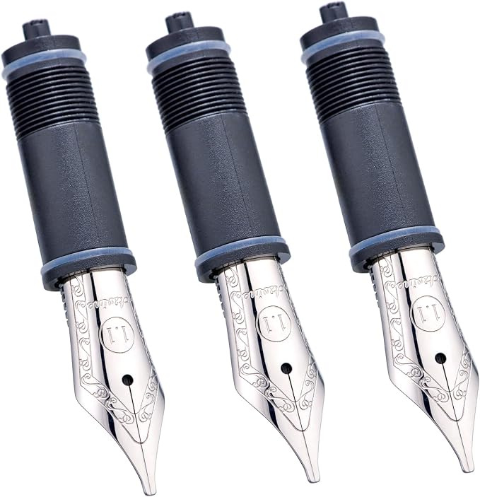 Asvine Set of 3 Number 6 Fountain Pen Replacement 1.1 Stub Nibs Silver - Compatible with V169, P20, P30 and V126