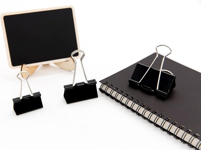 DSTELIN Large Binder Clips 1.6-Inch Width (80 Pack), Big Paper Clamps Clips for Office Supplies, 0.66Inch Capacity, Black