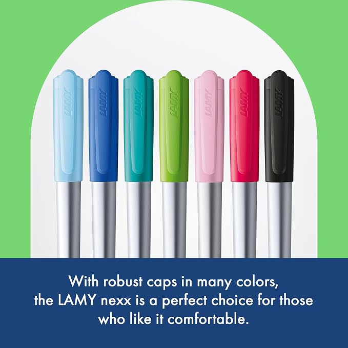 LAMY nexx lime – Fountain Pen with slip-proof grip & polished steel nib in size A - triangular aluminum body - including LAMY T 10 blue cartridge - Right-Handed